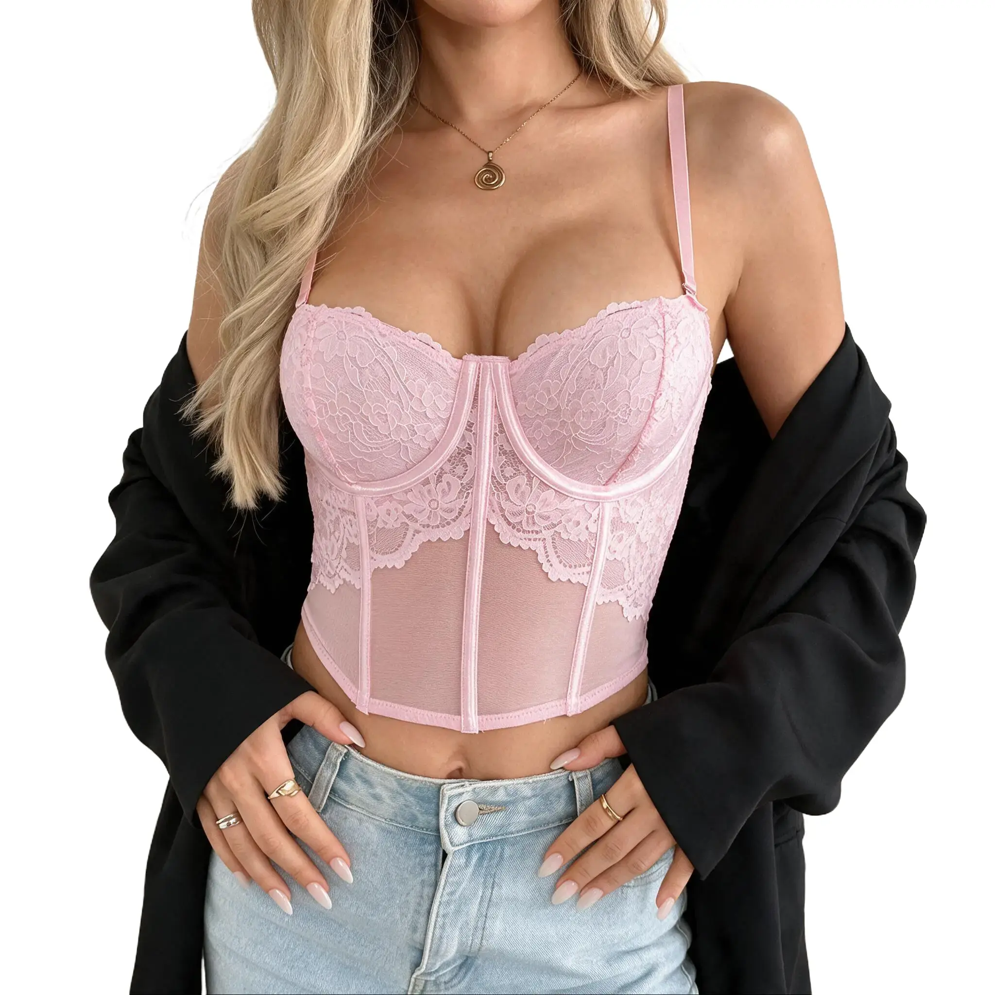 Avidlove Corset Tops for Women Sexy Lace Bustier Underwire Going Out Top