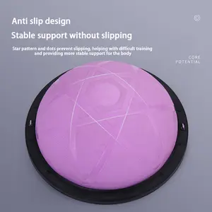 Balance Ball Trainer - Non Slip Half Yoga Exercise Ball with Resistance Bands & Pump for Stability, Core Training and Full-Body Workout - Home Fitness & Gym Strength Equipment﻿