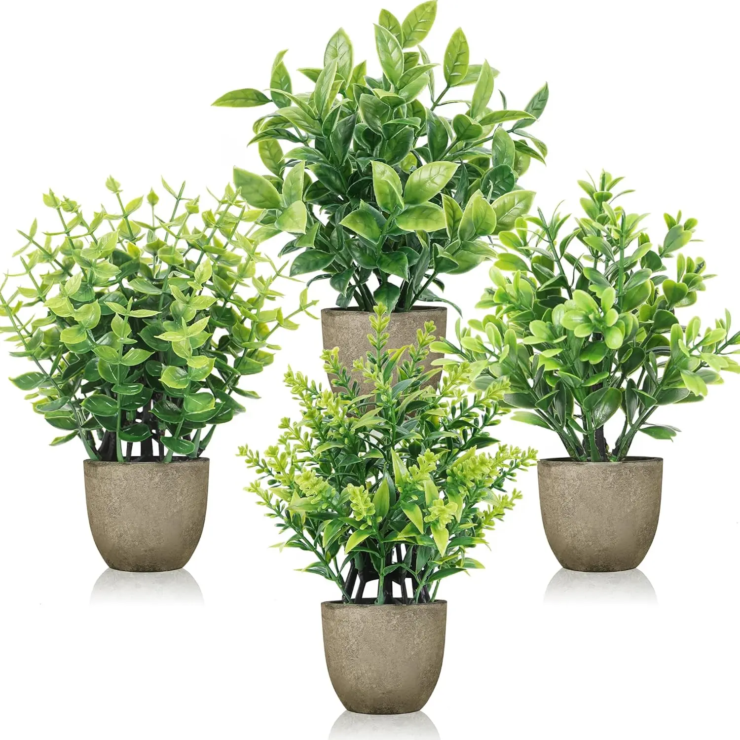 Der Rose 4 Pack Mini Artificial Plants Indoor in Pots Mixed Fake Plants Greenery Set for Bathroom Decor Shelf Counter Styling Office Desk Farmhouse Room Decor Faux