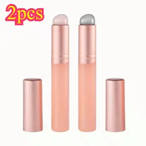 Silicone Lip Brush, Round Head Lip Brush for All Skin Types, Portable Blending Lip Brush with Cover, Travel Makeup Brush, Soft Circular Lip Gloss Applicator