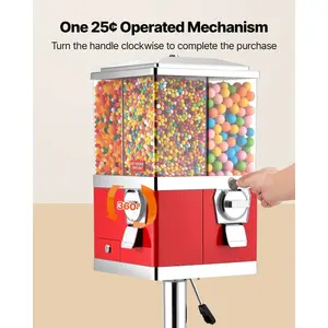 fathersdaygift VEVOR Candy Vending Machine, Four Compartment Candy Vending Machine with Stand, Gumball Candies Vendings Machines with Adjustable Height, Vintage Candies Dispenser for Shop, Arcade, Family Gathering