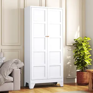 Letaya 72" Black Freestanding Cupboard - Heavy-Duty Steel Pantry Cabinet with 2 Doors, 4 Adjustable Shelves, Ideal Indoor Furniture for Kitchen Storage