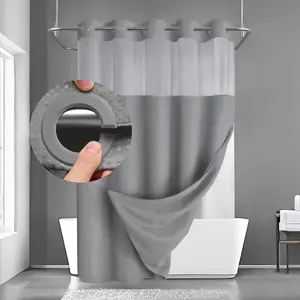 Waffle Pattern Shower Curtain, Shower Curtain Liner, Removable Shower Curtain, 1 Count Modern Waterproof Bathroom Curtain, Bathroom Accessories for Home Hotel Salon Dormitory Decor