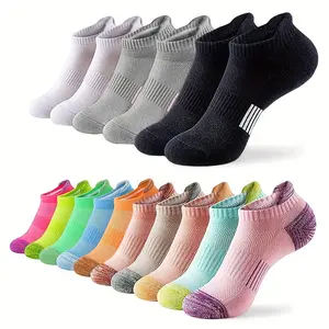 Women's Plain Cushioned Ankle Socks - 5/10/20 Pairs, 10 Pairs Mix, 1 Size, Short Length Anklets for Running, Comfortable Short Sports Socks