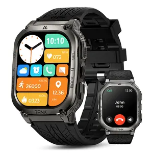 KOSPET TANK M3 Smartwatch with Calls 15-Day Battery Life 1.96 AMOLED Display 50M Waterproof for Android iOS Durable Wearable Health Monitor Black Wristwatch, Heart Rate Tracker, Blood Pressure Monitor,New Year Pick