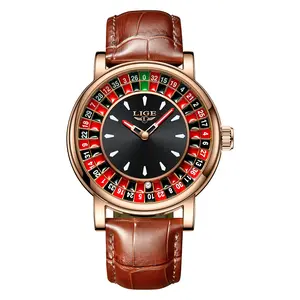 Roulette Dial Men's Watch – Trendy Luminous Waterproof Quartz Timepiece with Leather Strap |  Unique Niche Style，jacob and co