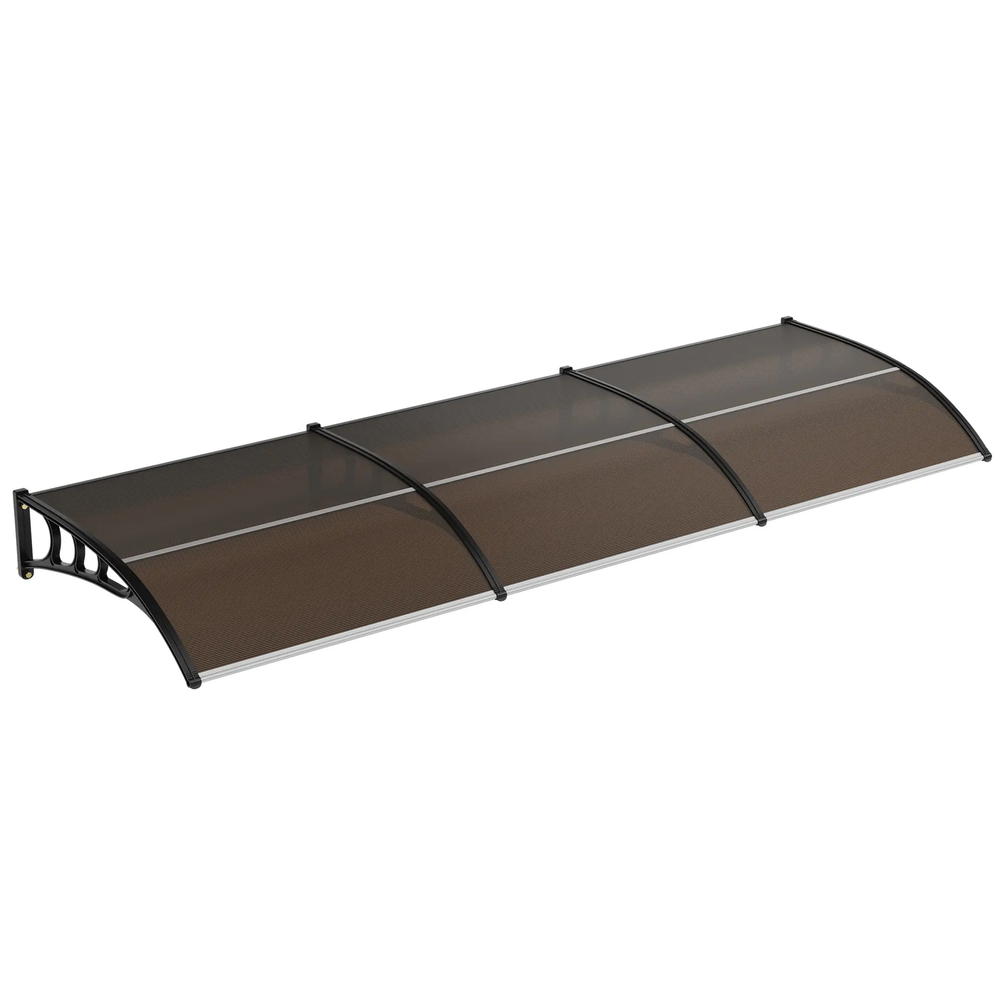 All-Weather Outdoor Awning Canopy, UV Rain Snow Sun Protective Polycarbonate Cover with Heavy-Duty Plastic Steel Brackets, 100x300cm Size Available in Clear and Brown, Perfect Protective Shelter for Porch and Window Outdoor Use