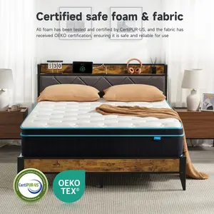 VIZIM Hybrid Mattresses in a Box, 10 & 12 Inch Twin Full Queen Size Mattress with Memory Foam & Pocket Springs, Medium Firm Bed for Pressure Relief & Motion Isolation, CertiPUR-US Certified