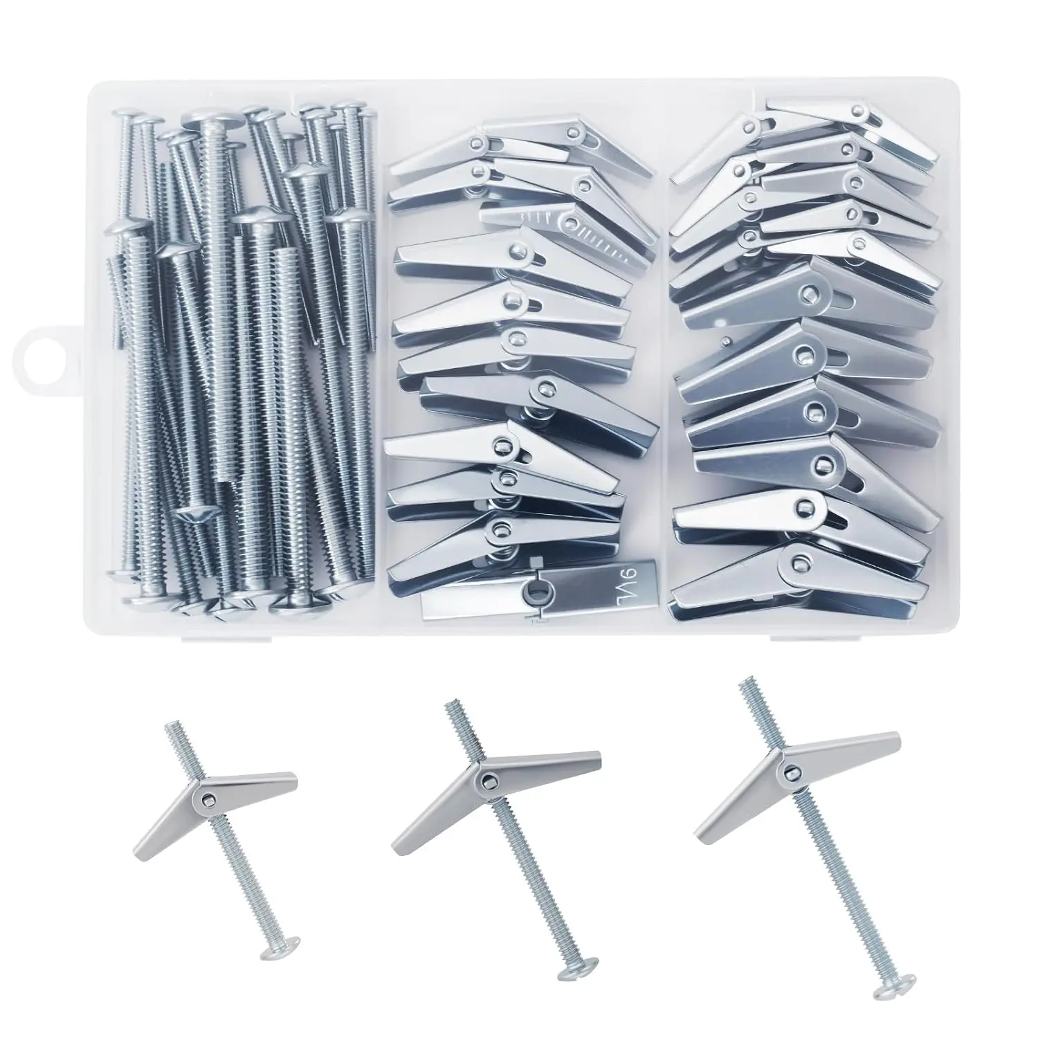 GJANSH 28PCS Toggle Bolts Wing Nuts Heavy Duty Hollow Wall Anchors 3 Sizes | 1/4" 3/16" 1/8" Butterfly Anchors, For Drywall Ceiling, Hang Shelves Heavy Fixtures, Metal Drywall Anchor and Screws Kit