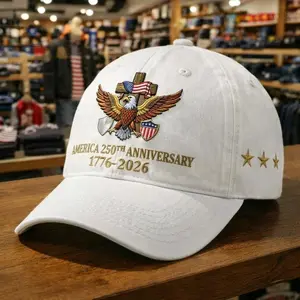 250th Anniversary Embroidered Washed Cap, United States of america 250 Anniversary 1776-2026
