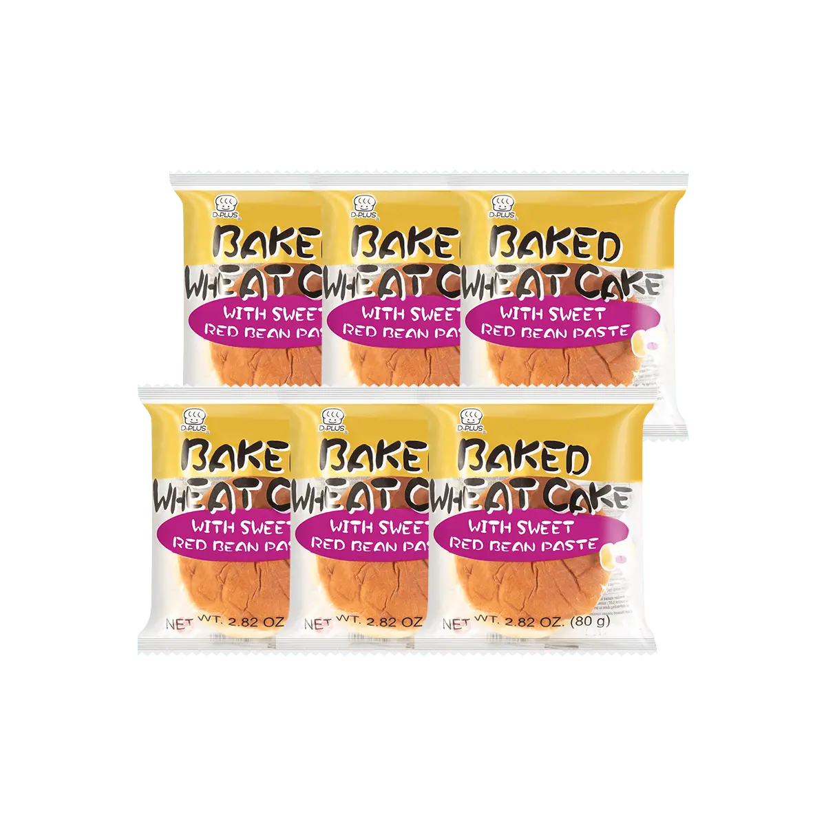 D-PLUS Natural Yeast Bread with Sweet Red Bean Paste - 6 Pieces, 2.82oz