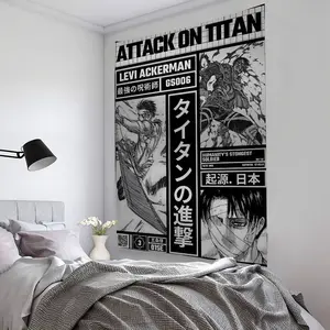 "Attack on Titan" Anime-Themed Tapestry — Suitable for Decorating Bedrooms, Living Rooms, Bars, Gardens, and Outdoor Spaces; Crafted from Microfiber Material; Ideal as a Festive Celebration Backdrop