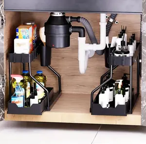 2-Tier Expandable Kitchen Shelf - Space-Saving Storage Solution for Small Kitchens, Adjustable Length, Heavy Duty, No Drilling, Anti-Slip Pads, Perfect for Sink, Stove, or Counter hat organizer blade stand shoe rack best gift love