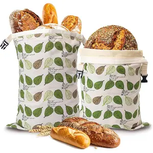 Beeswax Bread Bag for Homemade Bread, Sourdough Bread Bags with Zipper, 2 Pack XL 13"x17"  Beeswax Lined  Bread Storage Bags, Freezer Safe, Keep