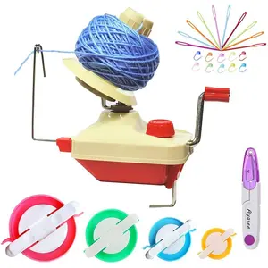 Hands Operated Yarn Ball Winder Wool Winder Machine for Family, includes 4 Pompom Maker, 10 Knitting Stitch Markers, 10 Plastic Needles and 1 Scissors