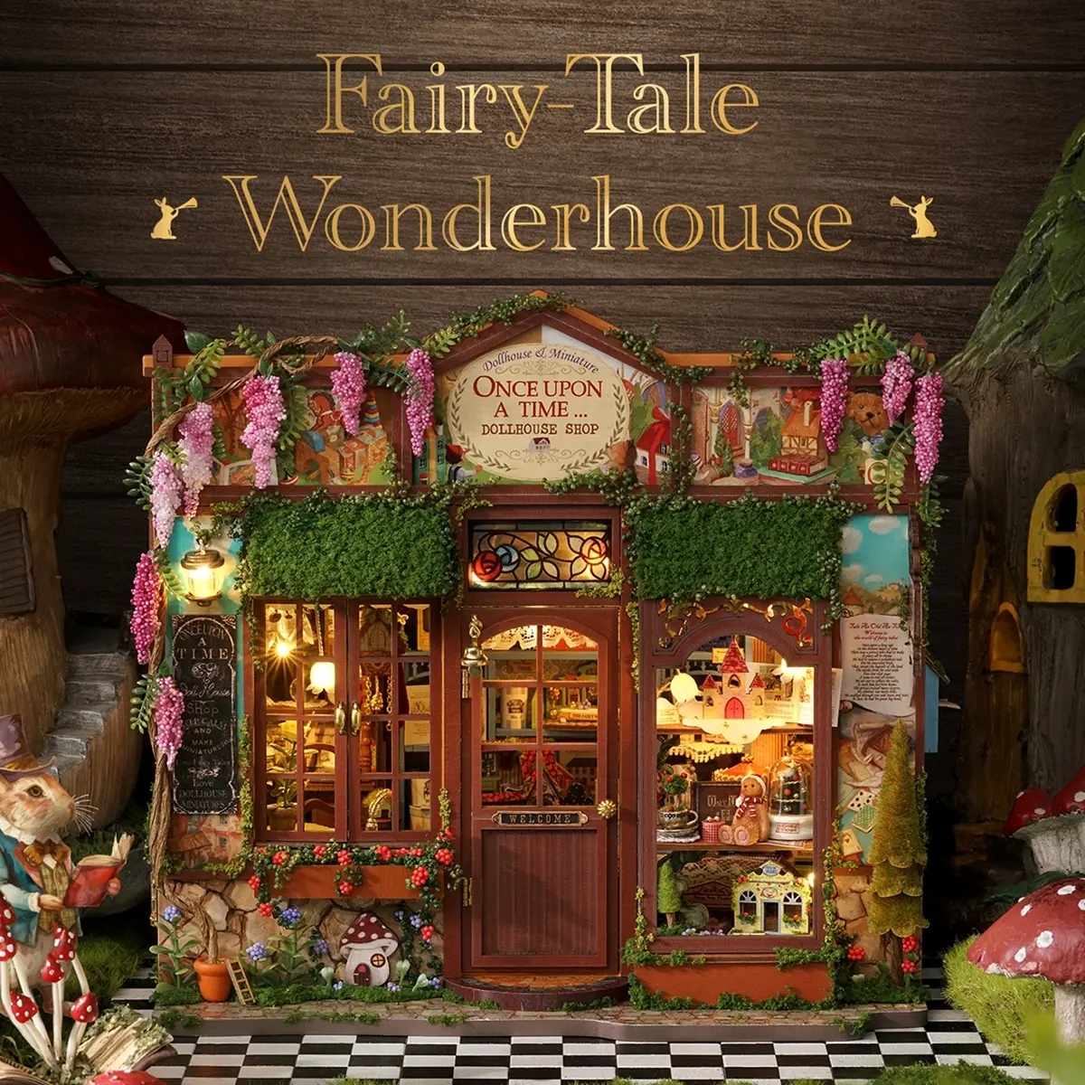 Cuteroom F-068 Fairy Tale Kingdom Miniature Model Kit, Miniature Set, Miniature Houses, DIY Handmade Toy House with LED Lights, Perfect Gift for Craft Lovers