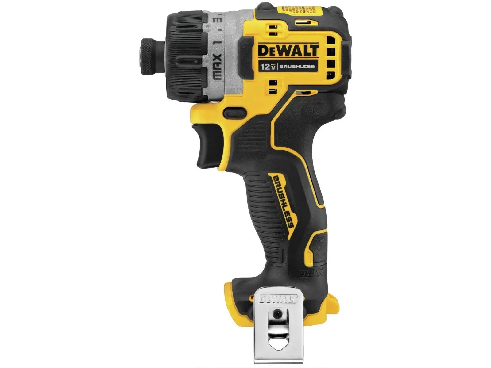 Dewalt DWDCF601B 12V Xtreme Brushless Cordless Screwdriver with 12V Motor, 0.25 in. Size, 1/4 in. Quick Release Drop and Load Hex, 0-1100 rpm, 1.85 lbs Lightweight, LED Lights, High Efficiency, Space-Saving Design for Hard-to-Reach Areas, Hex Bits
