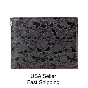 Skull Wallet - Collage - Dark Steam Punk Rock Grunge Biker Metal - Bifold Cash Credit Card