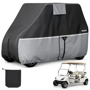 VEVOR Golf Cart Cover, Full Coverage 2+2/4 Passenger Golf Cart, 420D Waterproof Oxford Fabric Club Car Cover Fits Most Carts Club Car, Yamaha, EZGO, Honda, Silver-Coated Layer & Three Zipper Doors, Hook Loops