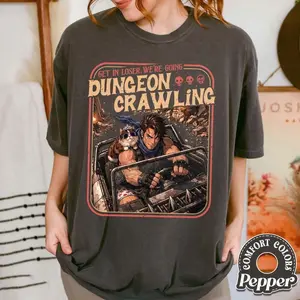 Dungeon Crawling Comfort Colors Shirt, Sci-Fi Meme Tee, Carl Princess Donut Graphic Tee L9HNX