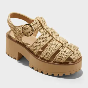 Women's Elide Raffia Fisherman Platform Heels with Memory Foam Insole - Wild Fable