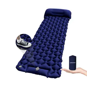 Portable Inflatable Sleeping Mat – Foot Pump & Air Pump Dual Inflation, Lightweight & Compact, Connectable Design for Camping, Beach & Outdoor Rest