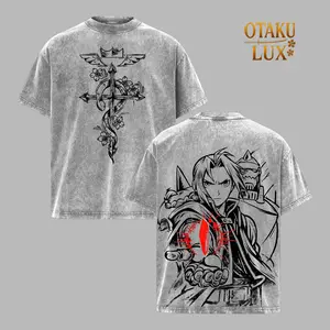 Elric Brothers Fullmetal Alchemist T-Shirt, Vintage Washed Oversize Shirt, Anime Graphic Tee, Anime Manga Streetwear Top, Retro Heavyweight Cotton Tee, Fullmetal Alchemist Merch Gift for Fans & Manga Lovers