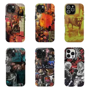 Alice In Ch-Chains Collage Phone Case 90s Rock Band Protective Cover Retro Grunge Shockproof Case Compatible for iPhone 17Promax 16 15 14 13 12 11 and for Samsung S21 S22 S23 S24 S25 S26 Gift for Music Fans Custom Rubber