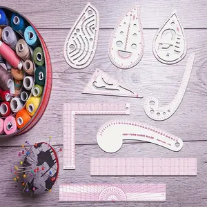 9PCS Sewing Rulers Set,Metric Sewing Curve Ruler,Plastic Sewing Tools, Measure Ruler, for Beginners, Designers and Tailors, Perfect for Drawing, Craft, Sewing, Pattern Making Design, DIY Clothing