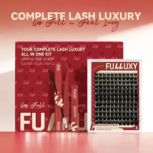Fulluxy GLAM CASCADE Kit Everyday Luxe Volume Fluffy, Long-Lasting & Easy DIY | Complete Set with Glue Remover & Tweezer for Beginners | One Layer = Bold, Luxe Volume
