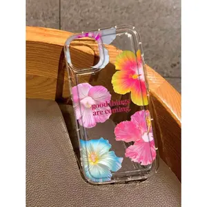 Hibiscus Flower Print Clear Case Suitable For IPhone17/IPhone17 Air/IPhone17 Pro/IPhone17 Pro Max/16 Pro Max/15 Pro Max/14 Pro Max/13 Pro Max/12 Pro Max