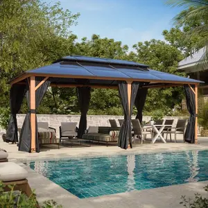 20'x12' Hardtop Gazebo with Double Polycarbonate Roof, Aluminum Frame Outdoor Pavilion for Backyard, Garden, Lawn