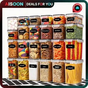 AISOON Airtight Food Storage Container Set (32 PCS, 16 PACK) - BPA-Free Organizer Storage, Leak-Proof Jars, House Organizers for Kitchen Organization, Ideal for Cereal, Flour, Sugar, Includes Labels