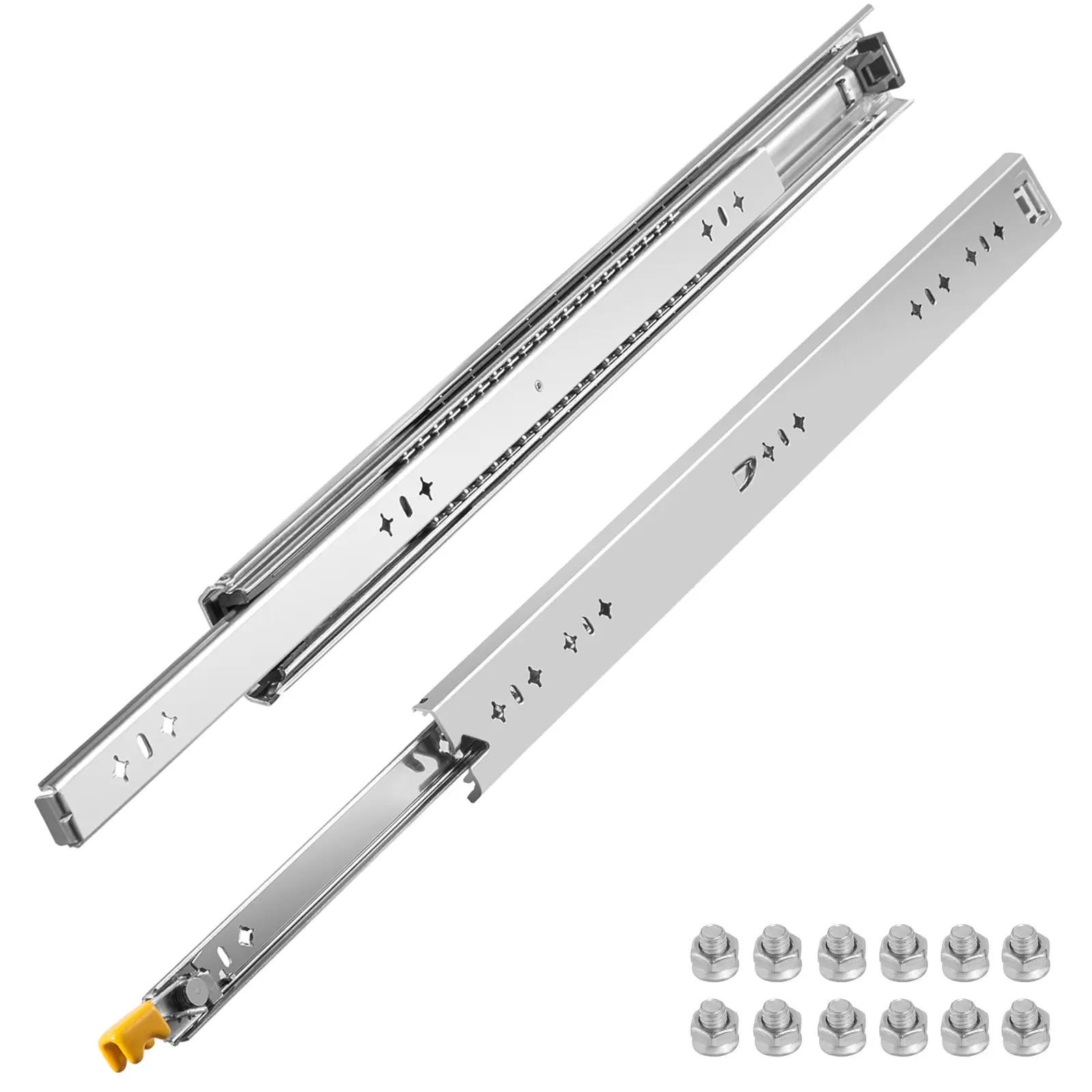 【summerfinds】VEVOR Heavy Duty Drawer Slides 2PCS Drawer Slides 30\" Locking Drawer Slides 250LBS Capacity Heavy Duty Slides Three Section Full Extension Drawer Slide Cold-Rolled Steel Industrial Drawer Slides
