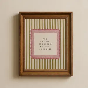 You Are My Sunshine Nursery Wall Art, Neutral Striped Girls Room Decor Print, Cottagecore Kids Room Decor, Home Decor