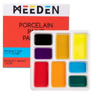 MEEDEN 8-Well Ceramic Artist Paint Palette, Square Porcelain Watercolor Palette, White Ceramic Mixing Tray for Gouache, Oil, Acrylic & Tempera Painting, 7"× 7"× 0.9" Coloring Materials