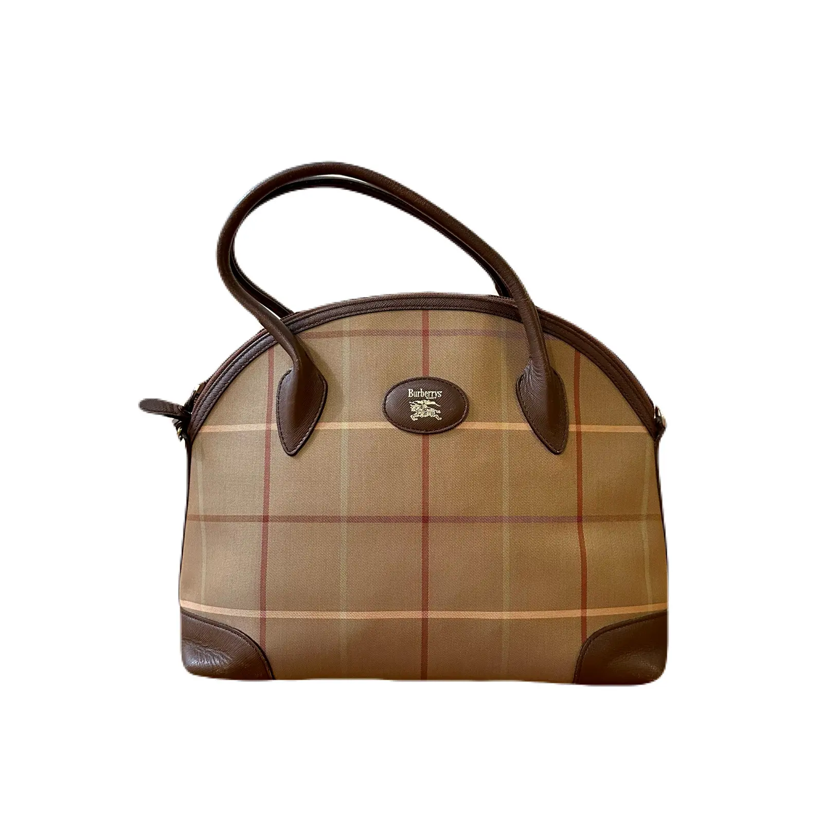 Pre-owned BURBERRY Canvas Tote Bags Brown Plaid and Leather Tote