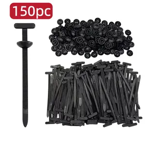 150pcs Nylon Universal Cable Tie Buckle, Upgraded Automotive Zipper Clips for Splash Shields & Trim, One-Way Locking,Durable & Chemical-Resistant for Professional Repairs,Nylon Push Retainer & Tie Combo