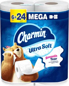 Ultra Soft Toilet Paper 6 Mega Rolls = 24 Regular Rolls