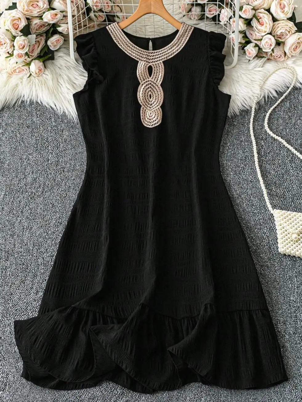 Plus Size Textured A-Line Dress, Casual Cap Sleeve Summer Professional Work Dress