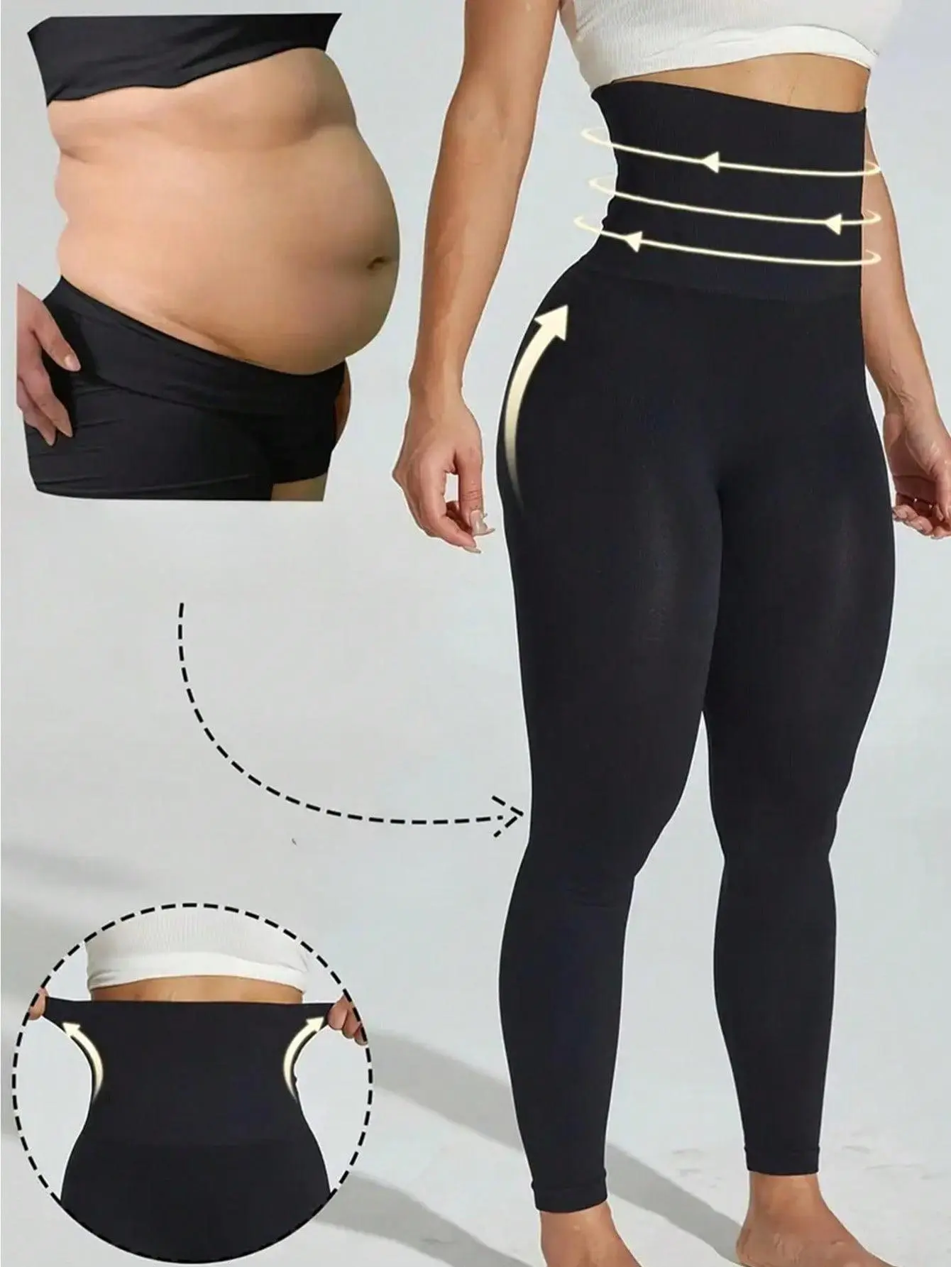 Solid High Waist Leggings for Women, Tummy Control Nylon Yoga Pants for Exercise, Opaque Butt Lifting High Compression Fit