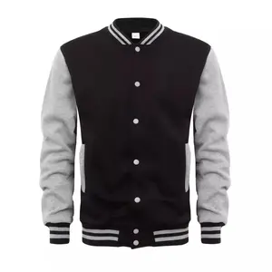 Men's Colorblock Baseball Jacket, Baseball Style Outerwear, Regular Fit Coat, Colorblock Varsity Jacket, Fashionable Button-Up Jacket, Casual Outerwear, Suitable For Spring And Autumn