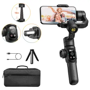 AOCHUAN Phone Gimbal Stabilizer, 3-Axis Industry-Standard Gimbal w/360°Rotation, Gimbal Stabilizer for Smartphone Build in Extension Rod, Profession Gimbal w/Fill Light for iPhone/Android-Smart S2