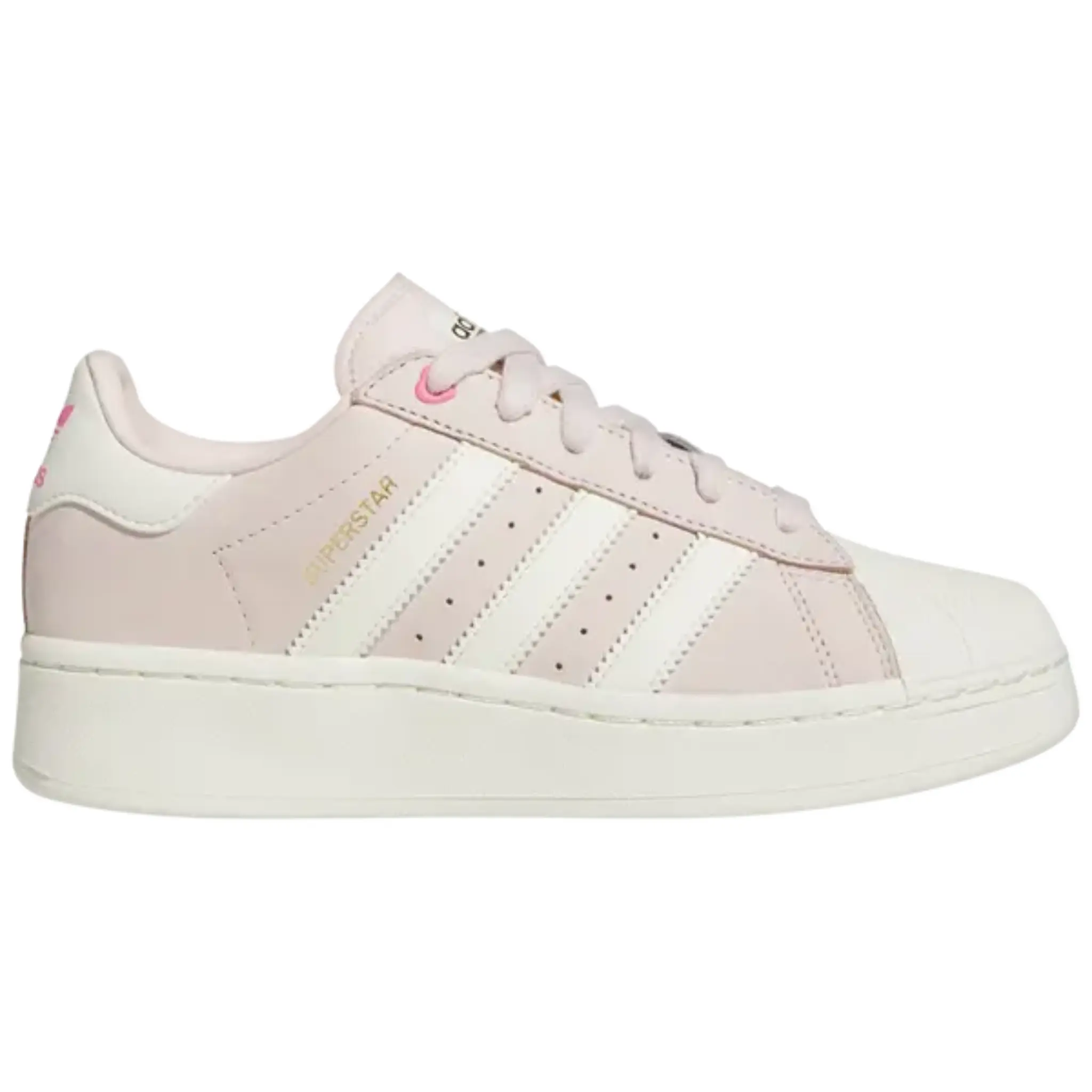 Adidas Women's Retro Pink Superstar XLG Sneakers - Leather, Rubber, XLG Sole, Oversized Platform Sole, Shell Toe, Lace Closure, Stripes, Casual Wear, ID1103 (No Box)
