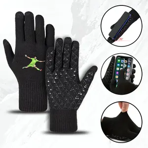 Soccer Goalkeeper Printed Winter Gloves Warm Knitted AntiSlip Grip For Sports Outdoor Activities Cold Weather Use Perfect Christmas Halloween Thanksgiving Gifts For Football Fans Adults and Teens