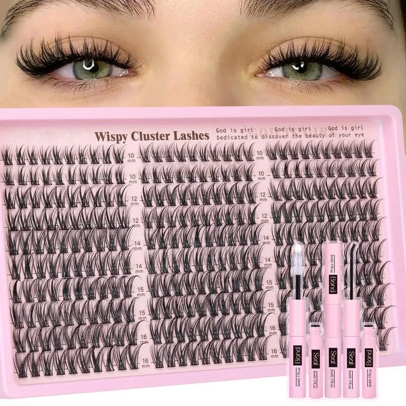 DIY Lash Clusters Kit with 300 Individual C Curl Lashes 10–16mm, Natural Looking Cluster Lash Extensions for Custom Length, Easy At Home Makeup for Daily Wear