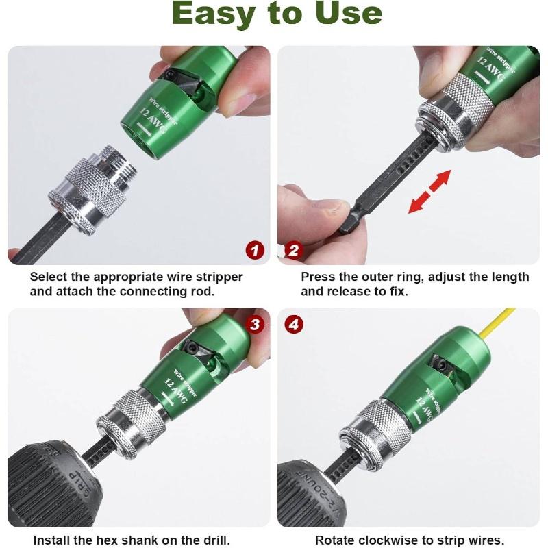 Wire Stripping for Drill US Regulations,Wire Stripping Tool & Wire Twisting ConnectorSet,Wire Twister Tool for Drill, 9 in 1 Quickly DrillWire Stripping Professional Electrician Tools Set(8pcs) Gifts for Dad,Valentines Day Gifts Men Easte