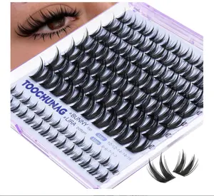 TOOCHUNAG Bunny Lash Clusters 10-16mm Natural Manga Eyelash Clusters Fairy Cluster Lashes with 6-7mm Bottom Lashes Camera-Ready Cluster Eyelash Extensions with Clear Band