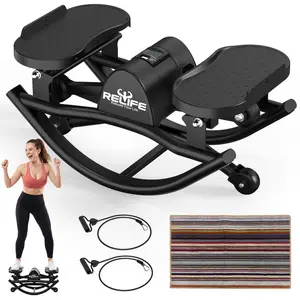Relife Sports 3D Motion Rocking Stair Stepper for Home Exercise - 330 LBS Capacity, Resistance Bands for Full-Body Workout, Low-Impact Balance Board, Improves Balance, Joint Protection, LCD Fitness Tracking