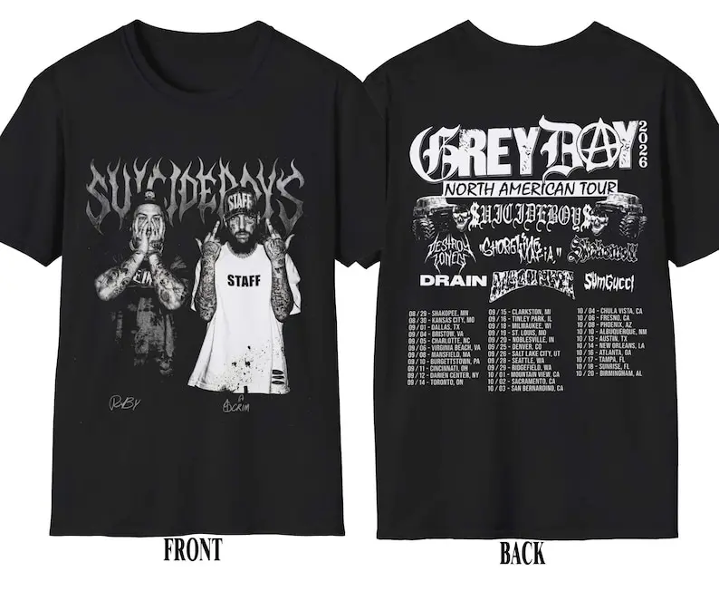 $uicideboy$ Grey Day Tour 2026 $crim Vintage Graphic T-Shirt, Underground Hip Hop Tee, Concert Fan Gift T072497
